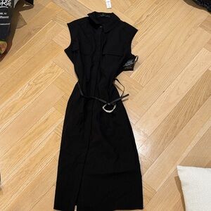 White House Black Market Black Belted Midi Dress